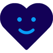 Happy face inside blue heart