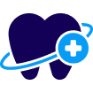 Tooth with medical cross symbol