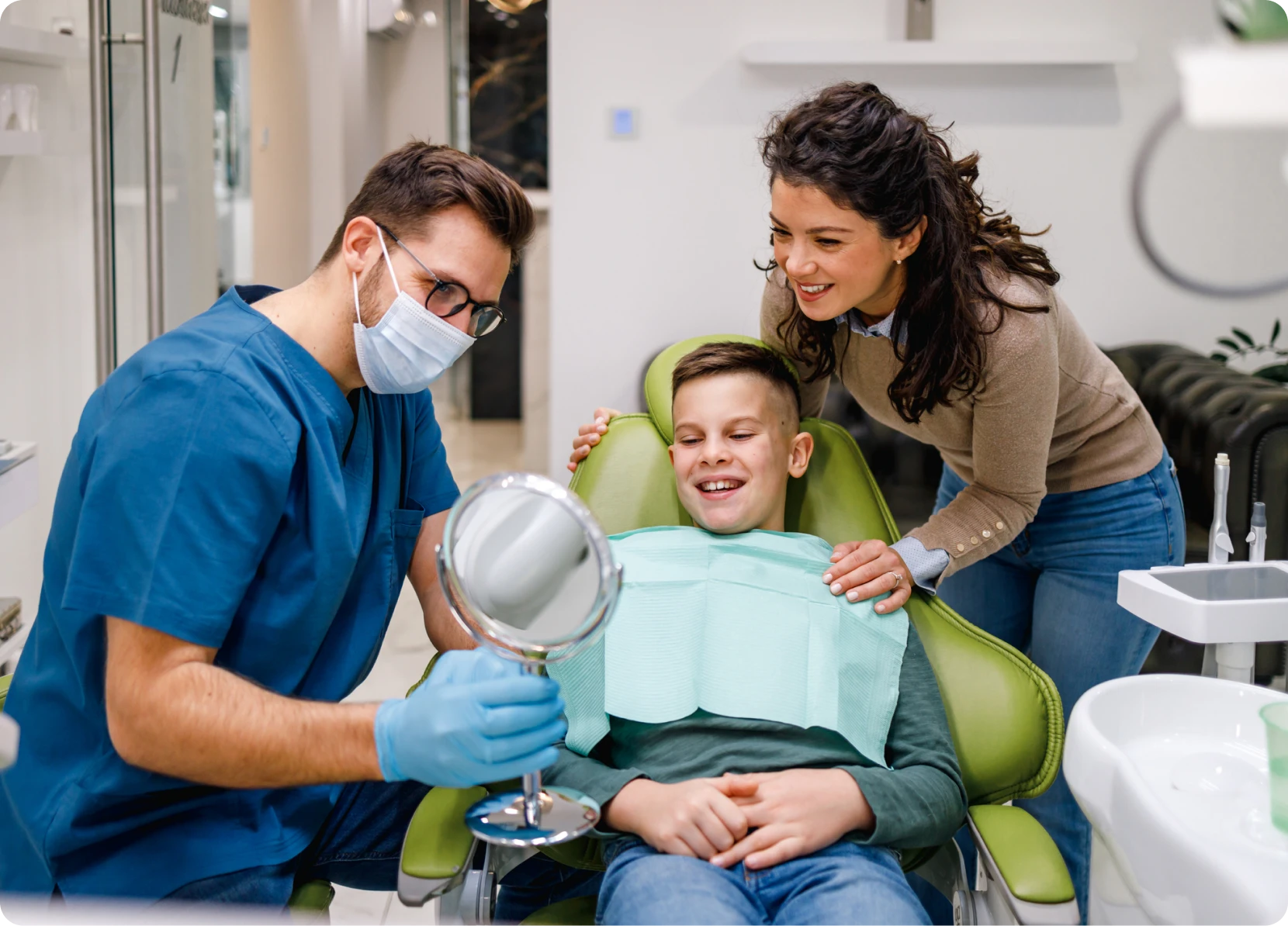 Family at the dentist's office