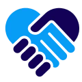Blue and dark handshake icon