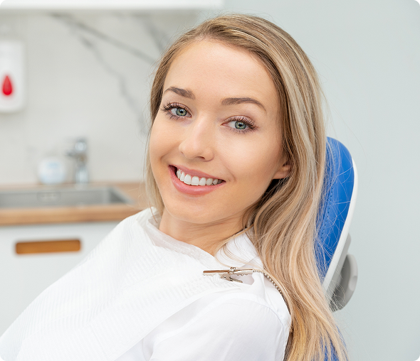Happy patient at dentist